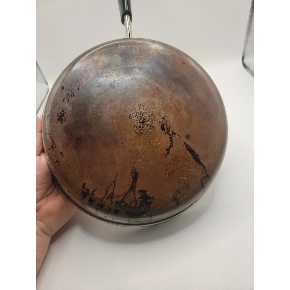 Vintage 1997 Revere Ware‎ 9 Inch Skillet Frying Pan Copper Bottom Clinton IL USA